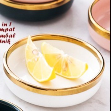 Piring Keramik List Gold - BLT GOLD WHITE