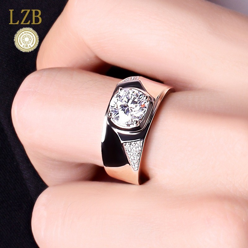PT950 Berlian Karbon Tinggi Pria Cincin Berlian Moissanite Super Flash 1 Karat