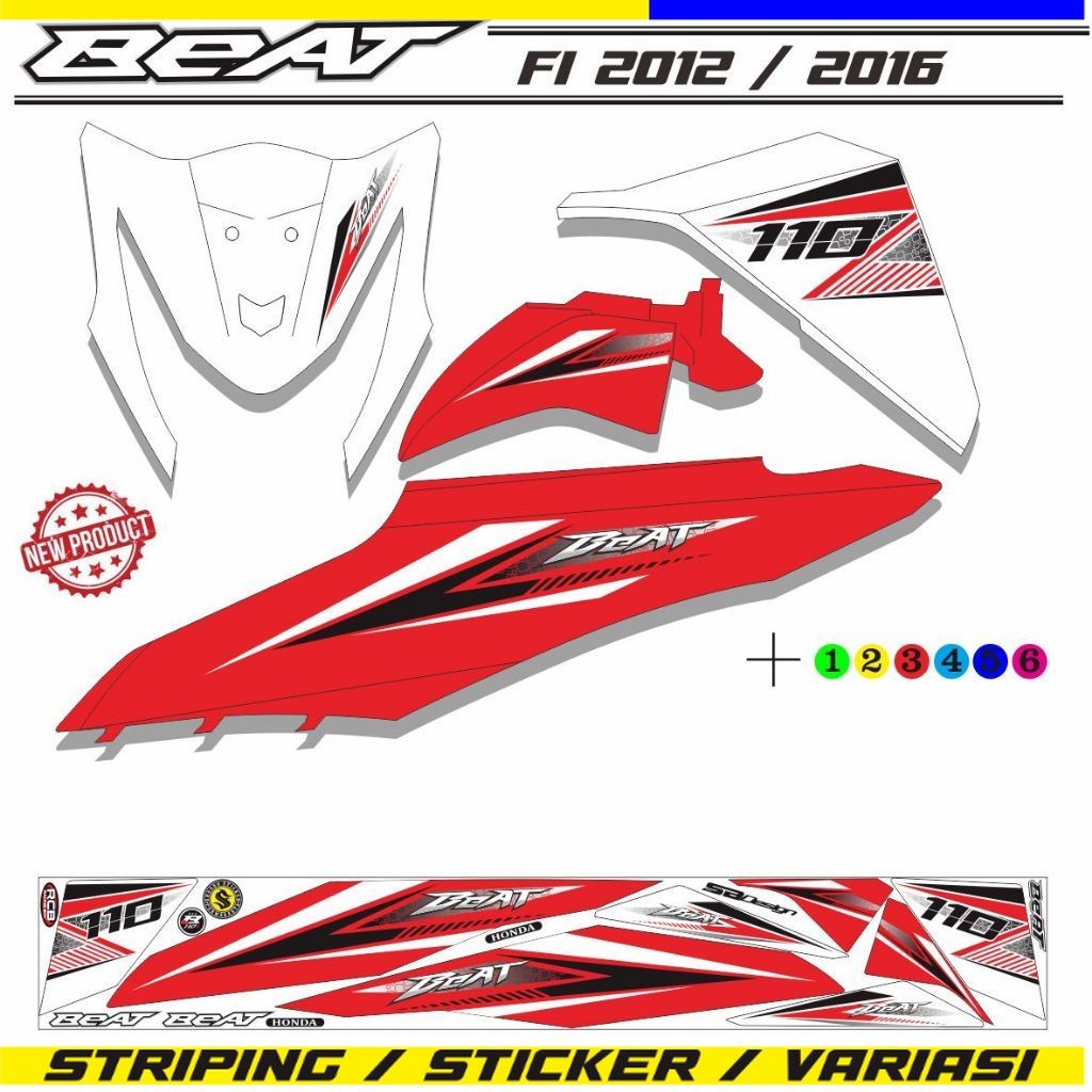 STIKER MOTOR VARIASI LIS HONDA BEAT FI 2014 / 2015 LIS