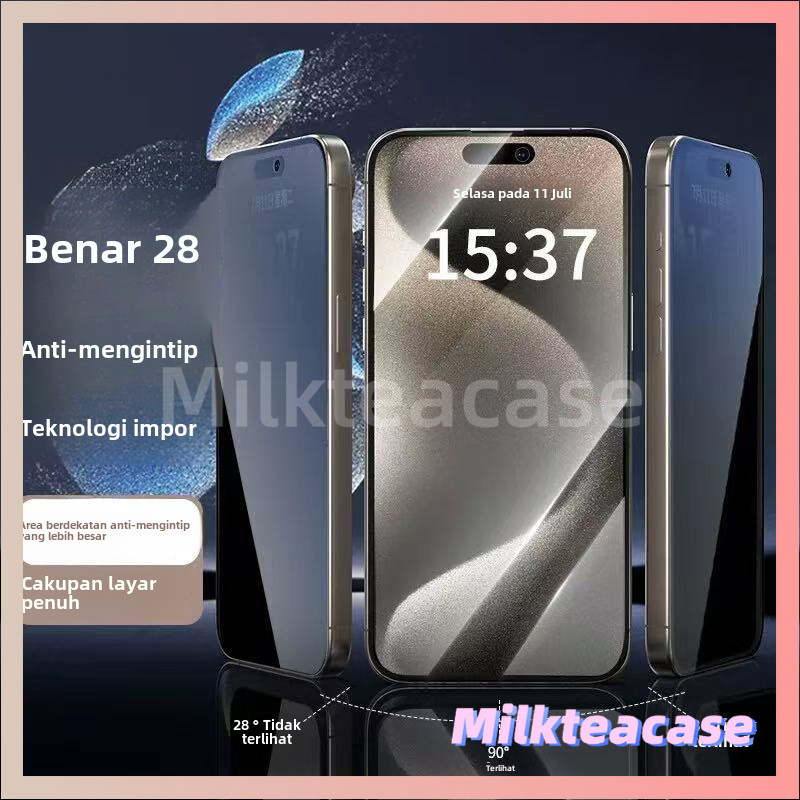 【MILKTEACASE】 Compatible for iPhone Anti-spy Ceramic soft protective film iPhone 16/15/14/13/12/11 p