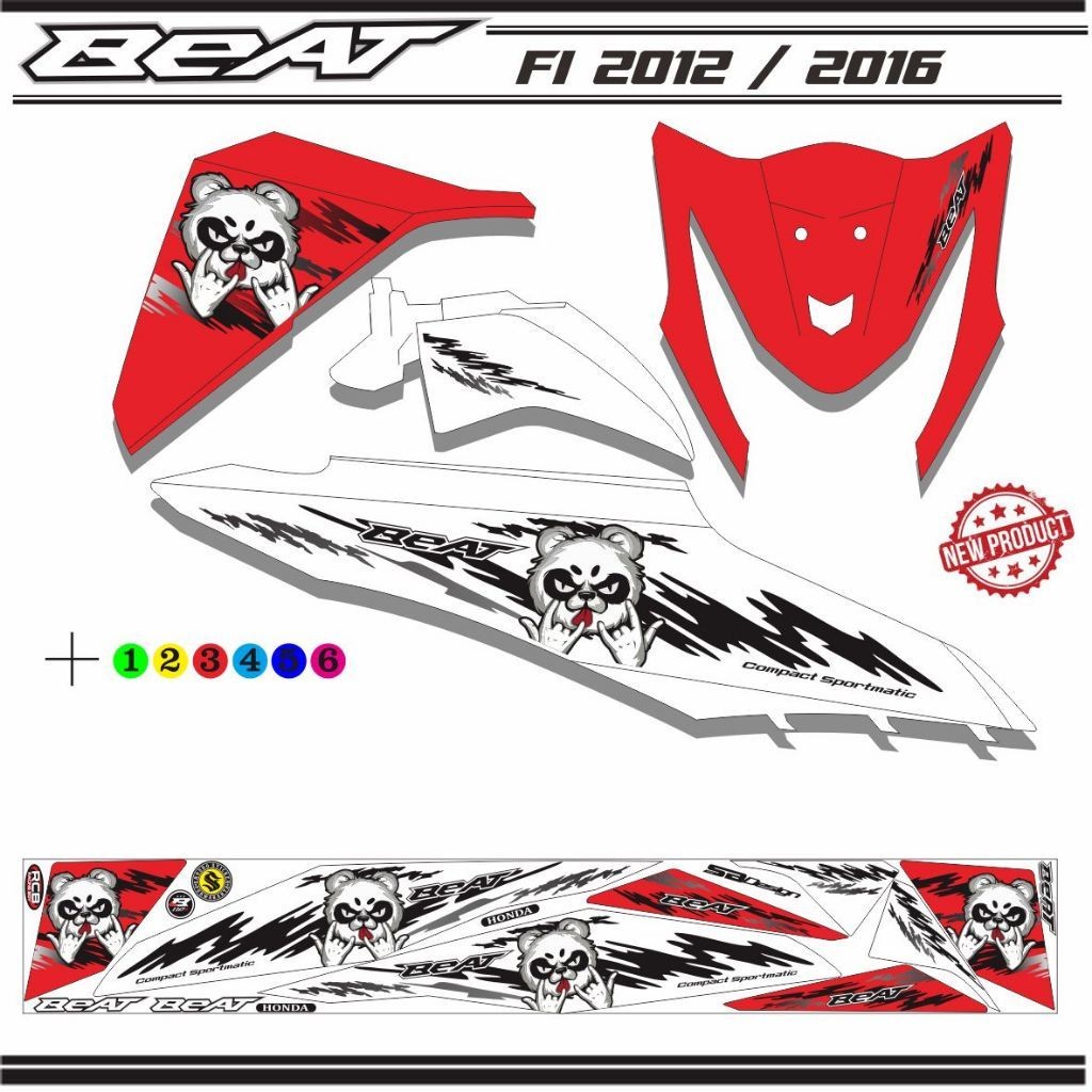 LIS STIKER MOTOR STIKER POLET PANDA VARIASI MOTOR BEAT FI
