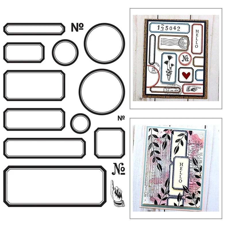 

New Rectangle Square Round Label Clear Stamps For DIY Making Album Paper Greeting Card Scrapbooking No Metal Cutting Dies
