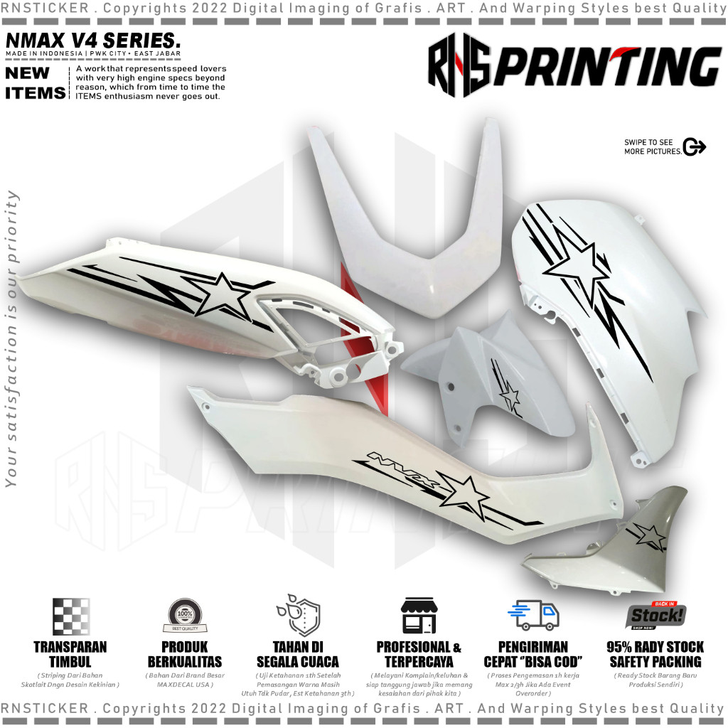 V4 Cutting Sticker Striping Nmax new 2020-2023 Striping Nmax Bintang Star Transparan Simple Styles