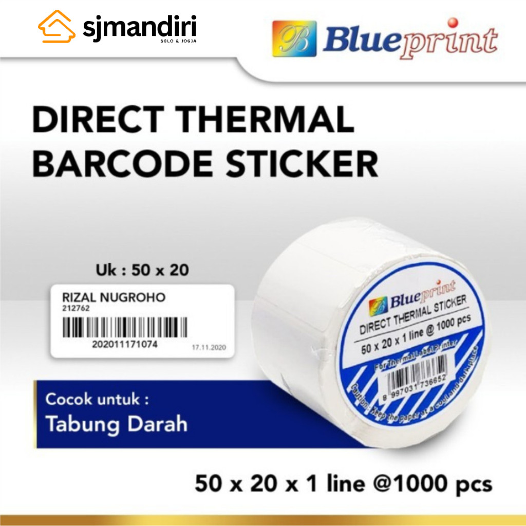 

SW MALL Blueprint Direct Thermal Sticker Label 50 x 20 mm 1line Blueprint Stiker Barcode