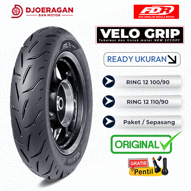 SEPASANG /SATUAN BAN MOTOR SCOOPY FDR VELOGRIP Ring 12 TUBELESS FREE GO MATIC SCOOPY