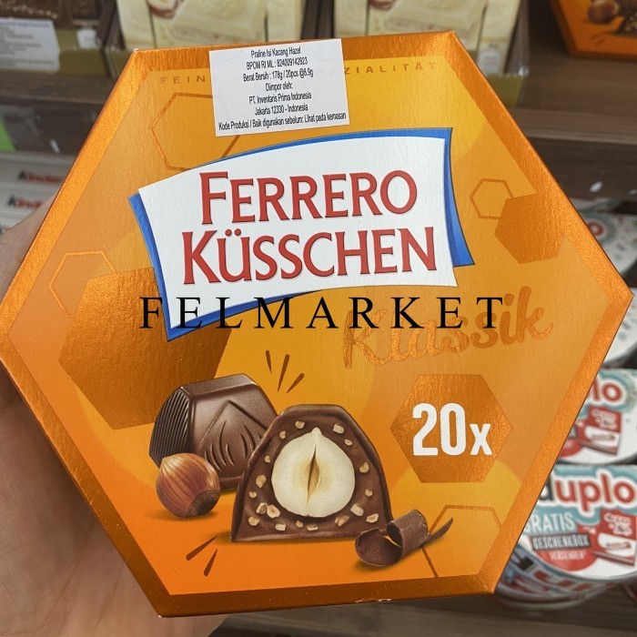 

Ferrero Kusschen Praline Isi Kacang Hazel Isi 20 Pcs / Box