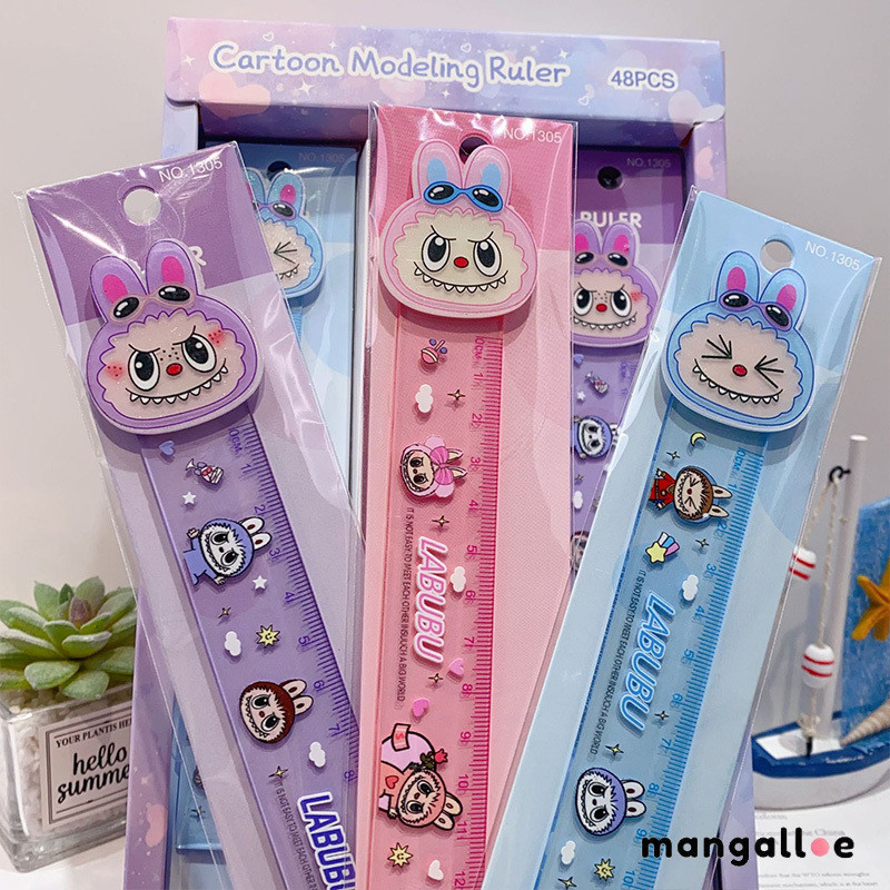 

[COD] 15cm Tepi Lurus Kartun Lucu LABUBU Penggaris Plastik Siswa Penguasa Lurus Transparan -MG