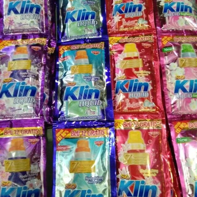 [1 Renceng / 12 Sachet] SoKlin Liquid Deterjen Cair 20ml - Sachet 12 x 20ml Deterjen Cair Soklin Liq