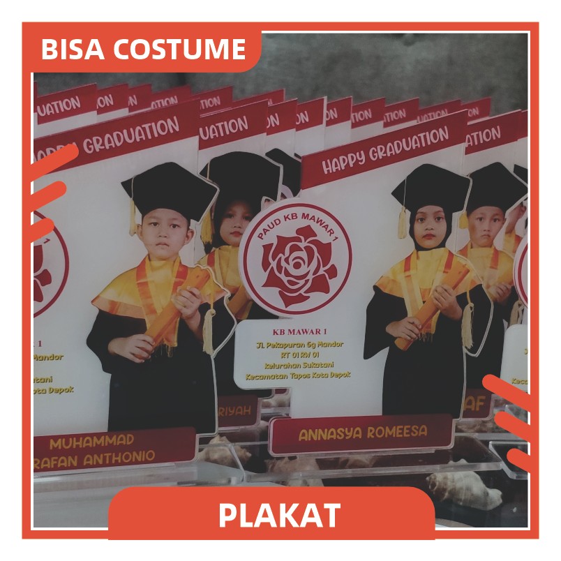 Costume plakat Wisuda TK, Piagam Kelulusan Sekolah, Plakat Akrilik