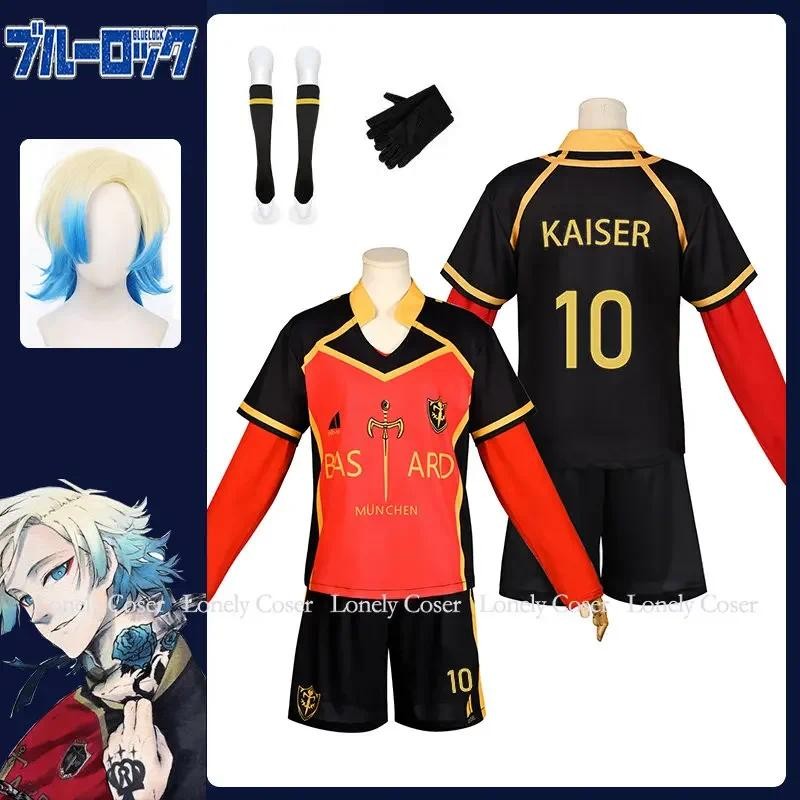 Michael Kaiser Cosplay Costume Anime Blue Lock Wig Team Bastard Munchen No.10 Germany Football Jerse