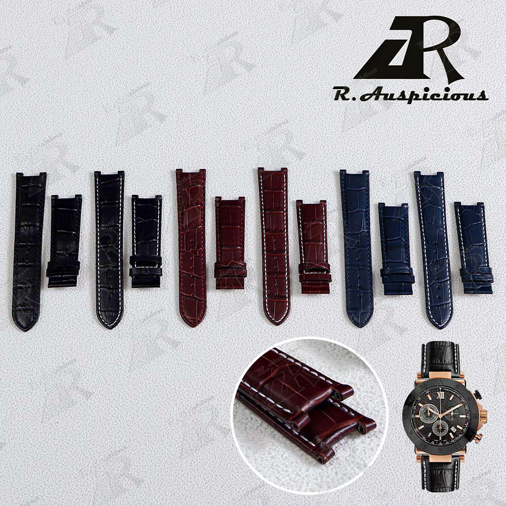 First Layer Cowhide Genuine Leather Watchband for GC Watches 22*13mm 20*11mm Notched Black/Brown/Blu