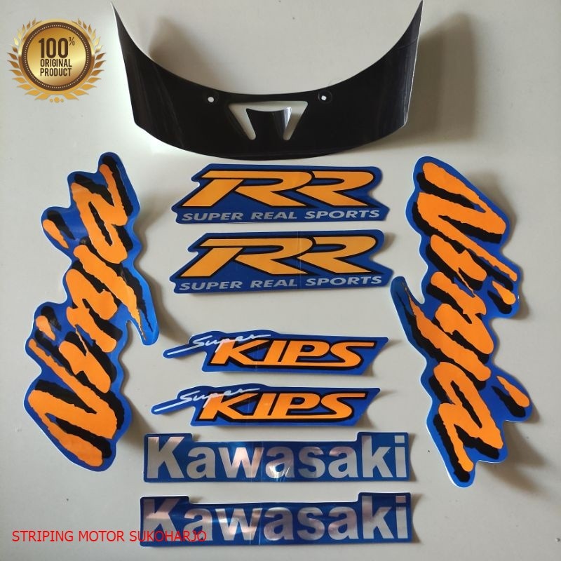 (ORI) striping kawasaki ninja rr old 2007 2008 biru stiker motor list body kualitas original
