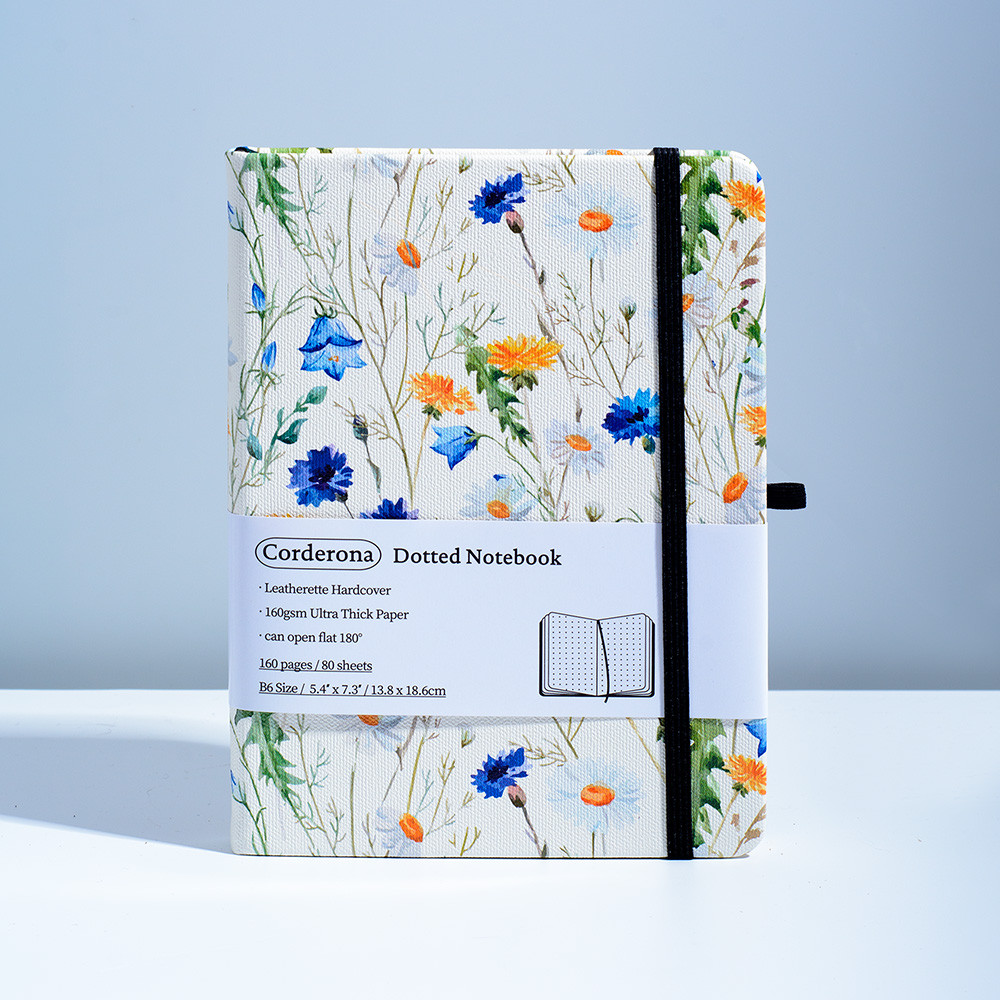 

Corderona Floral B6 Bullet Dotted Journal 160gsm Thick Paper Elastic Band Hardcover Notebook
