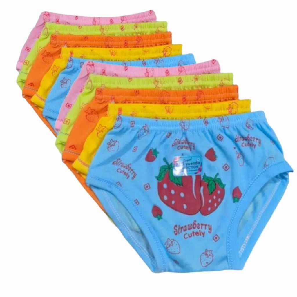 ISI 12 PCS Cd Celana Dalam Anak Perempuan Motif strawberry LUSINAN Grosir/CD sempak anak cewek 2-8th
