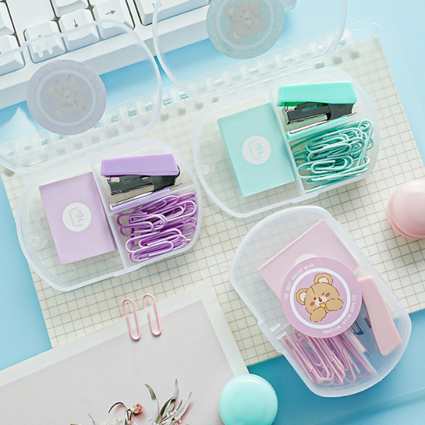 

ATRIZ Mini Set Stapler Set 3 in 1 Staples Cute Stapler Klip Kertas Sekolah Kantor