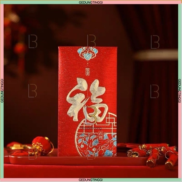 

Kertas Amplop Angpao Angpau Ampao Imlek Panjang Fuk Hoki Merah Polos - Motif 1