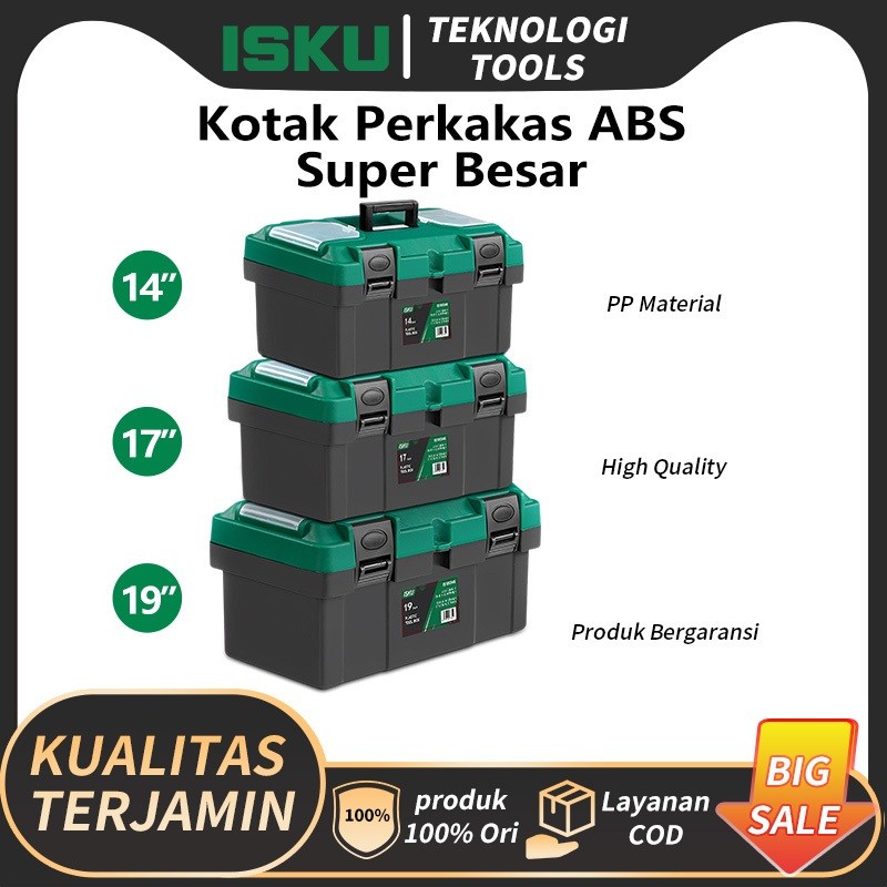 Isku Tool Box Besar 14/17/19Inch Bahan Pp Toolbox/kotak perkakas tool box/kotak tempat alat bengkel