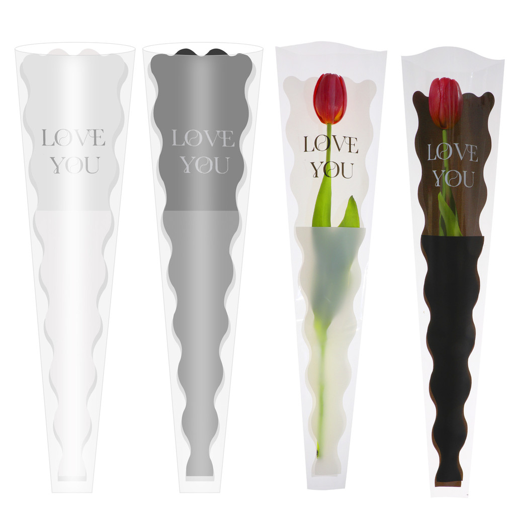 

50pcs Mermaid Wavy Pattern Flower Bouquet Gift Cellophane Bag Wrapped Paperg Bag Valentine'S Day Mother'S Day Single Rose Bags