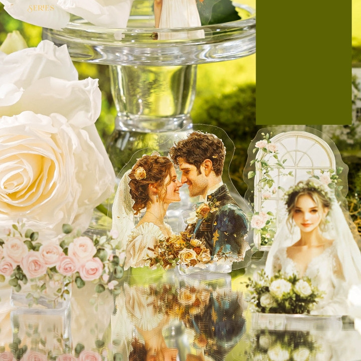 

[Gongjin] 40pcs Sticker Wedding Tema Stiker Pernikahan Nikah Married Sepasang
