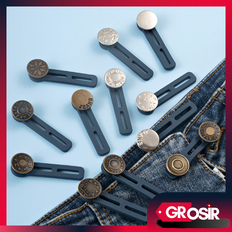 Grosir - 5933 Kancing Celana Jeans Adjustable Metalic / Double Extender Kancing Lubang 2 Adjustable 