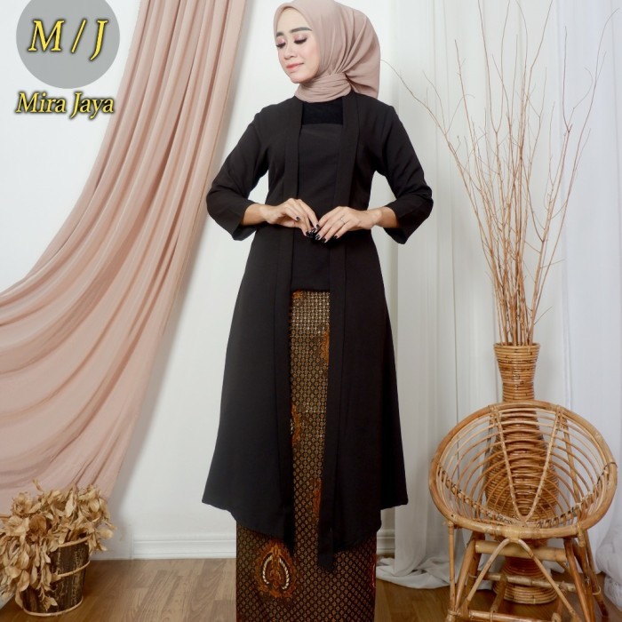 GK SET Kebaya Kutu Baru Modern Long Tunik / Kebaya Kutu Baru / Kebaya - Hitam, Kebaya Saja/Cht