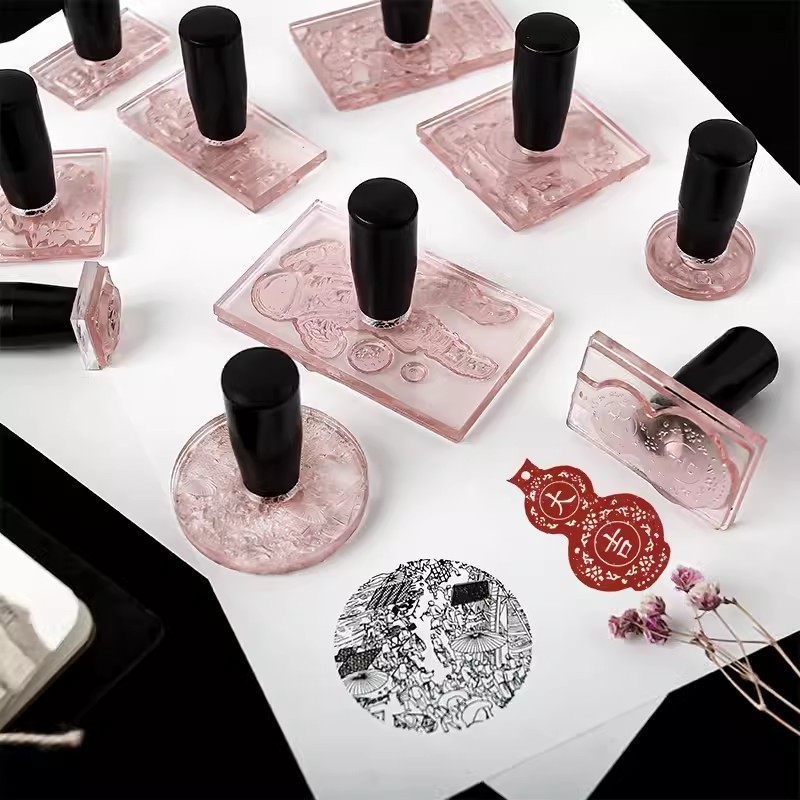 

Private Customized Seal Stamp Personal Handmade DIY Rubber Seal Custom Wedding Transparent Acrylic Ink Stamp