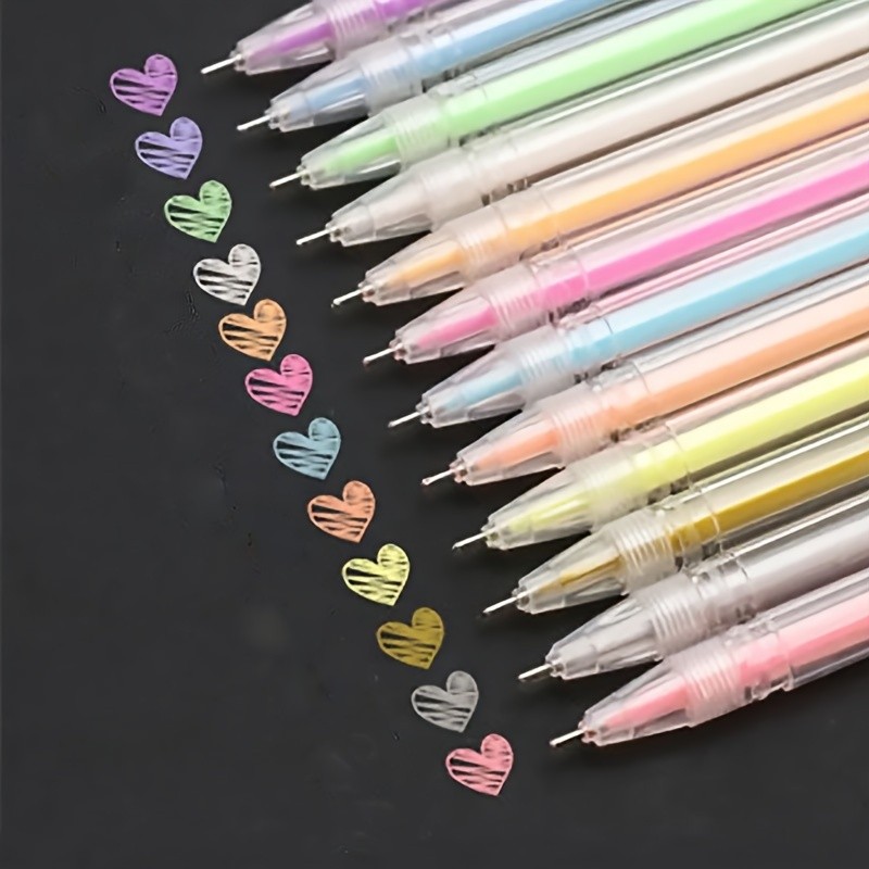 

12 Pcs Large Capacity Needle and Neutral Pen 12 Colors Highlighter Pens DIY Painting,Black Card Drawing,Marking,Graffiti
