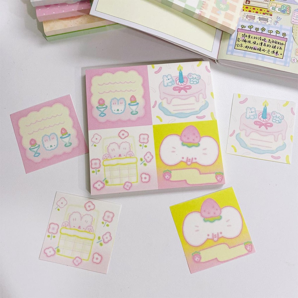 

50 sheets Kawaii Patchwork Memo Pad Scrapbook Paper Material Diy Arts Crafts To Do List Accessory Offices Notes for Notes
