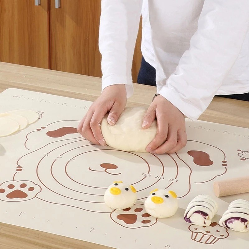 OLO49 Alas Adonan Baking Mat Karakter Cream 40x50cm/45x65cm Alas Rolling Kue Pastry Silicone