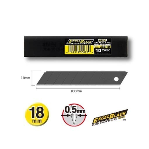 

Refill Pisau Cutter Hitam 18 mm LBB-10B (10pcs pack) Olfa Spare Blade
