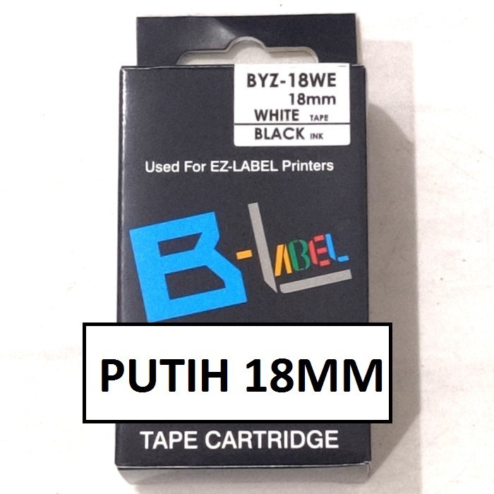 

Refill pita tape printer EZ label casio black on white putih 18mm