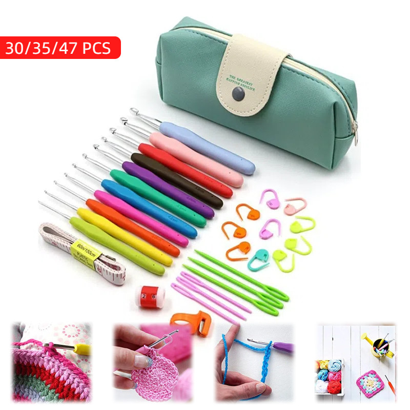 Set Kait Crochet Set Seperangkat Alat Merajut / Sweter Hakpen Rajut /Benang Jarum Rajut