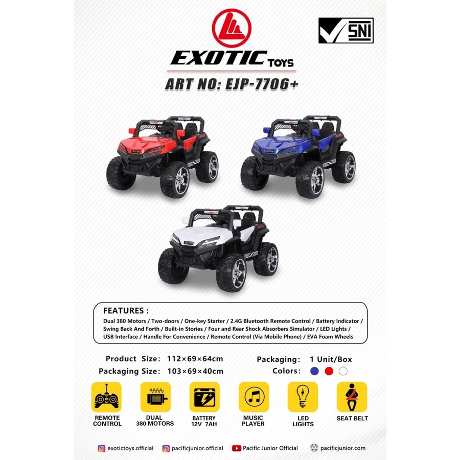 Exotic EJP 7706+ Mobil Aki - Mainan Anak Mobil Mobilan Anak Ban Karet