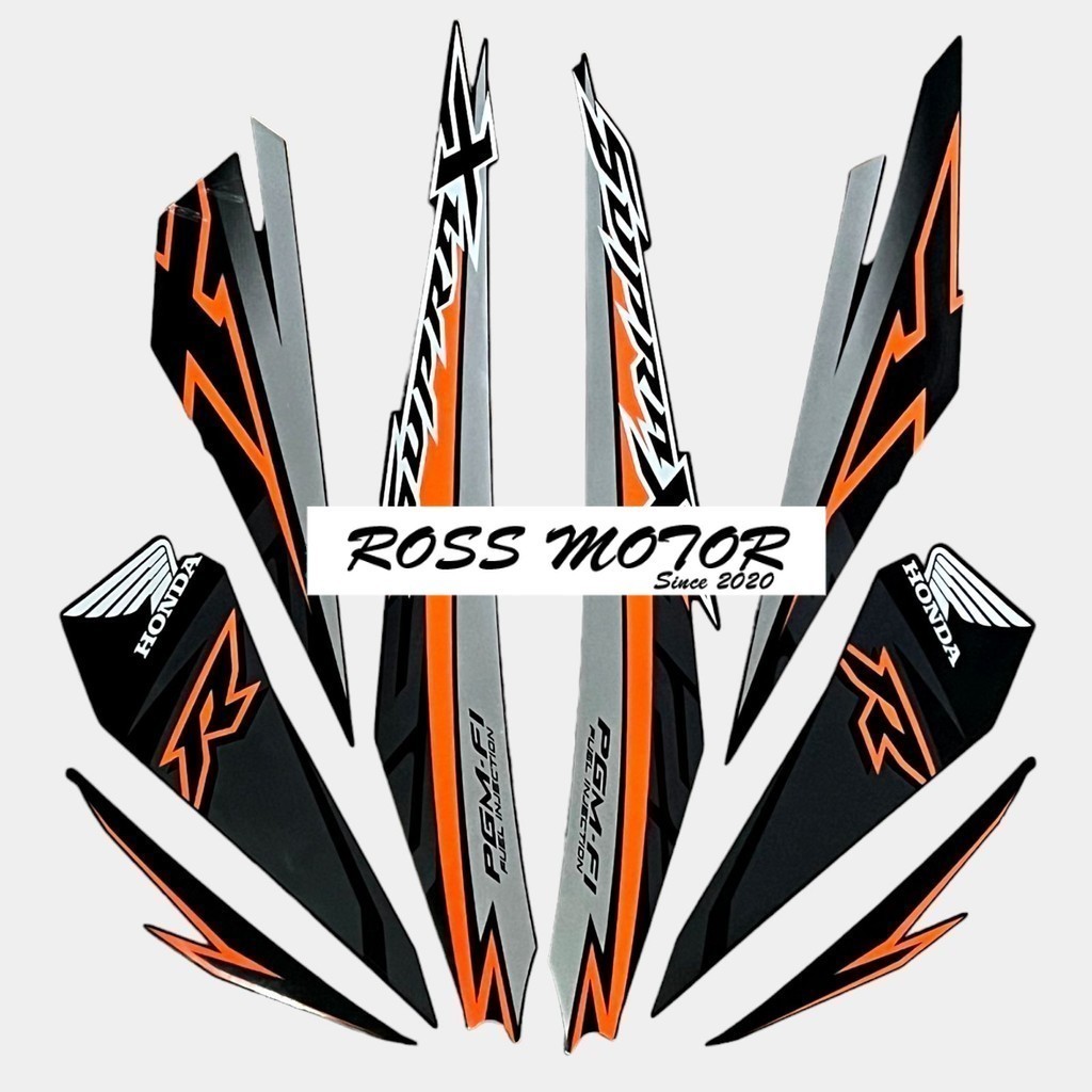 COD - Striping stiker polet list motor Honda Supra x 125 fi 2018 hitam oren oranye orange stiker Lis