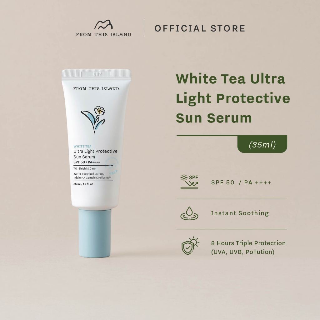 From This Island White Tea Ultra Light Protective Sun Serum From This Island Skincare by Maudy Ayund