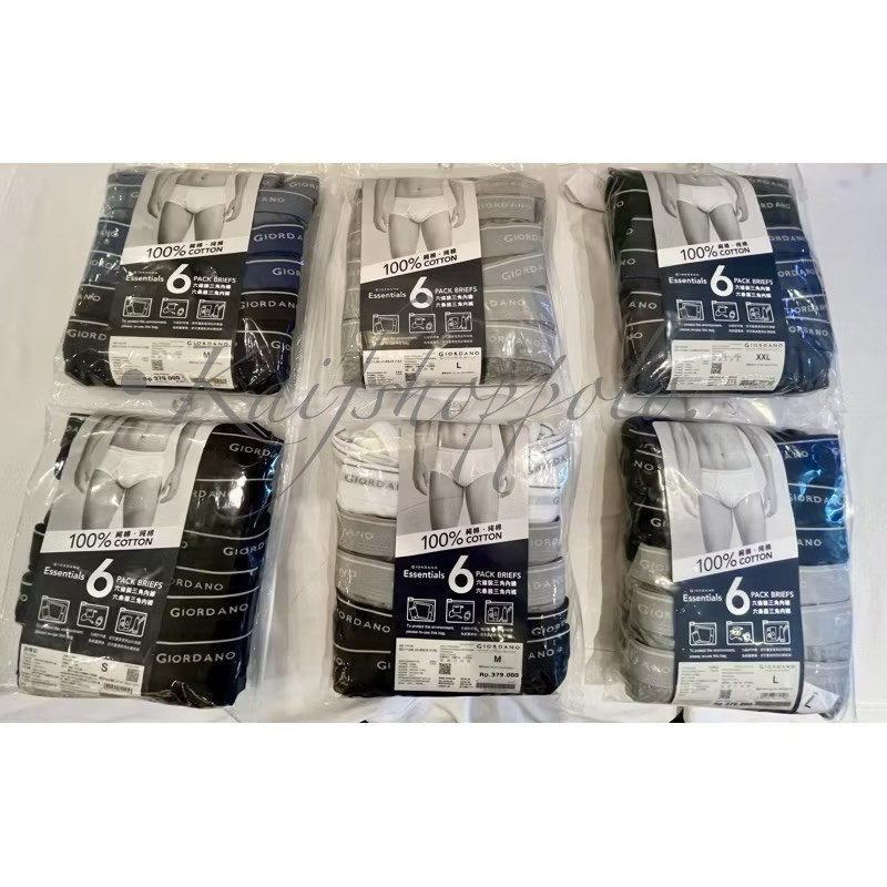 Giordano Celana Dalam Pria Isi 6Pcs Katun Nyaman
