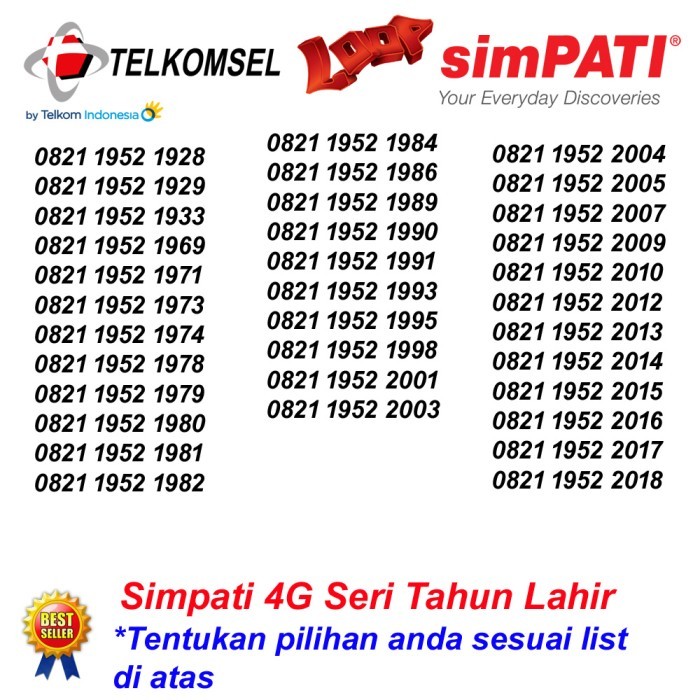 Telkomsel Simpati Tanggal Lahir Tahun Bola Nomor Cantik Kartu perdana