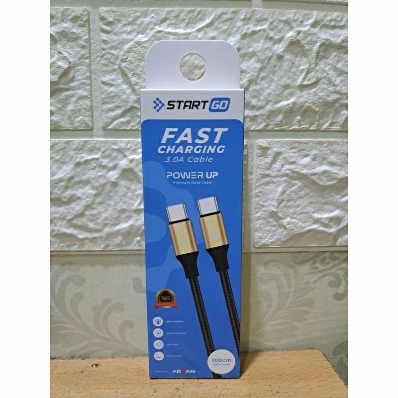 StartGo power up kabel data 3.0A Advan Fast Charging garansi 1 tahun.