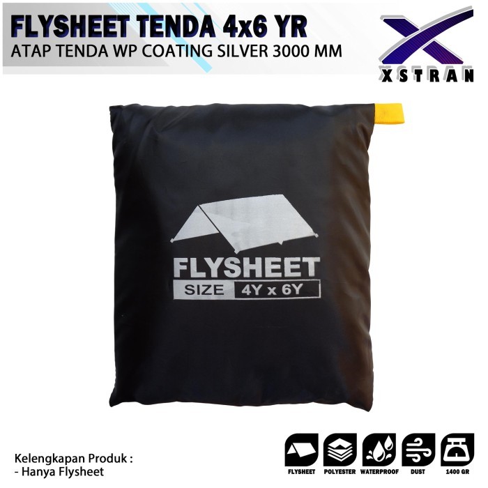 flysheet 4x6 fly sheet 4x6 bivak /trap tent/tutup tenda/6x4meter - Hitam 4x6