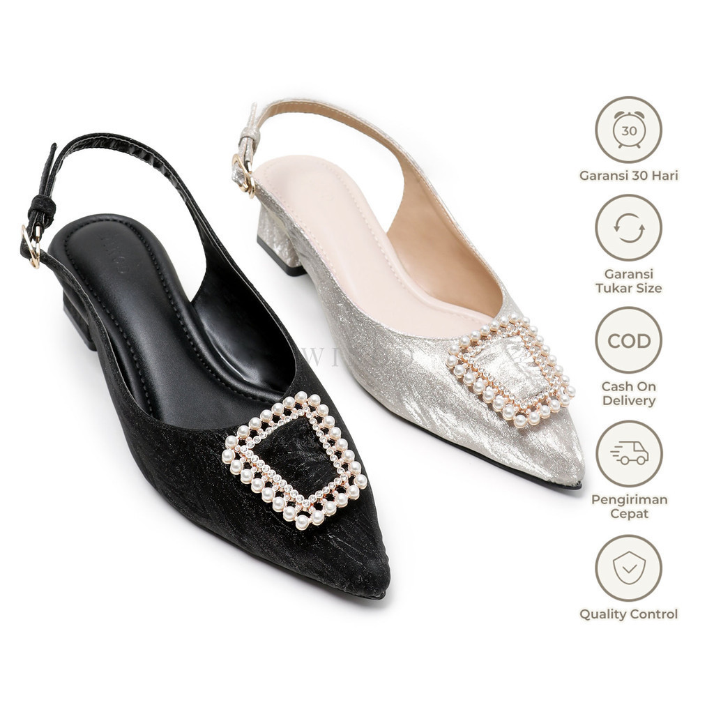 WINOD - Cinderella Pantofel  Wanita 3cm / Pantofel Kerja Wanita / Pantofel  Kantor Wanita / Pantofel
