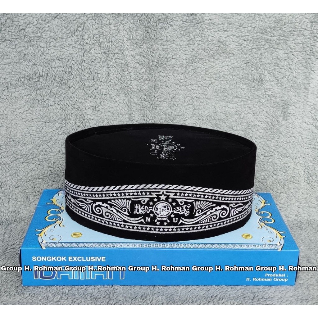 Exclusive Peci Logo NU Songkok Kupiah Songkok Hitam Batik Tinggi 9 Cm By Sorban Batik
