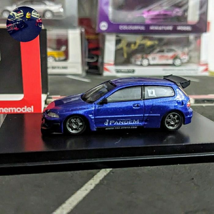HJ99 Diecast Onemodel Honda Civic Eg6 Estillo Biru Blue Pandem Rocket Bunny Swap Velg
