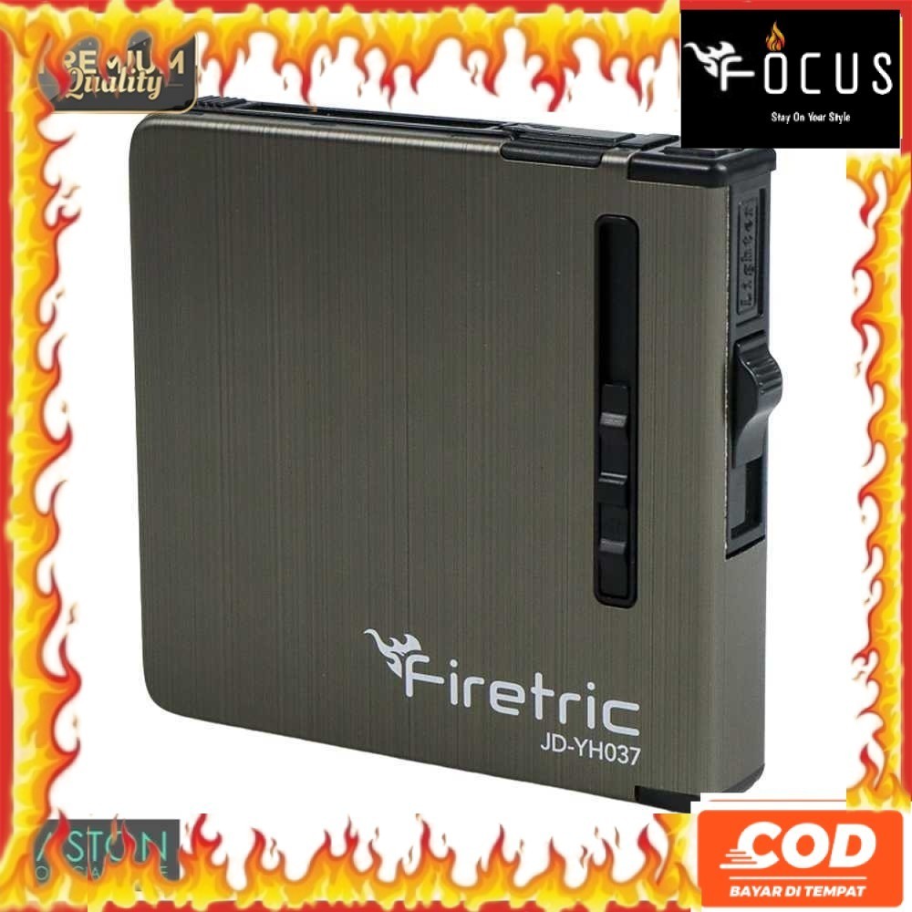 Firetric Kotak Tempat Rokok 20 Slot dengan Korek Gas/Wadah Rokok Keren Plus Korek/Tempat Rokok Bahan