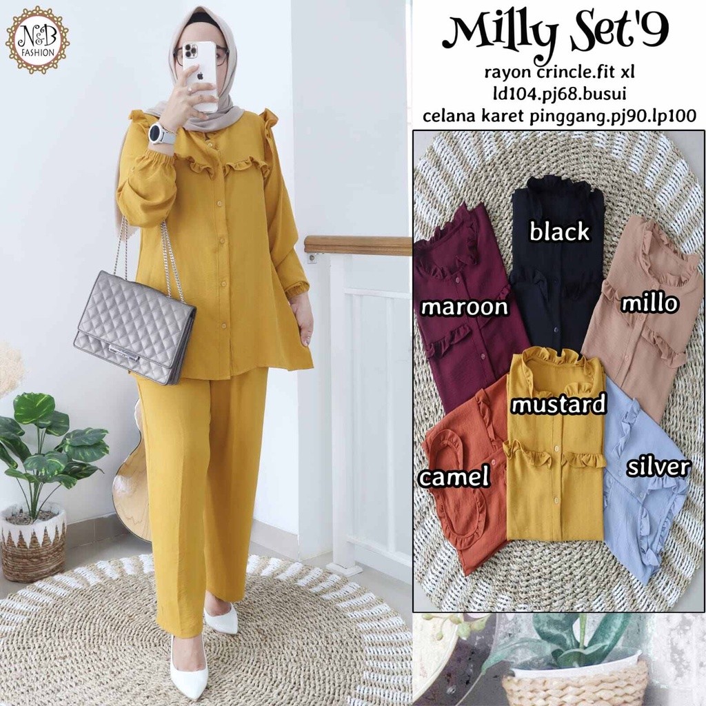 randamuda643officialSetelan Crinkle / One set wanita /  Setelan crinkle /One set Milly / setcel crin