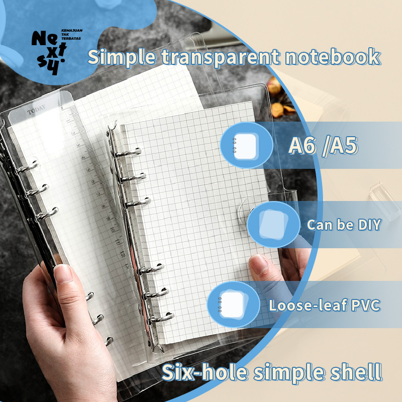 

[READY] Nextsy A6 /A5 Clear Soft PVC Notebook Binder Cover 6-Ring Loose-Leaf Folder