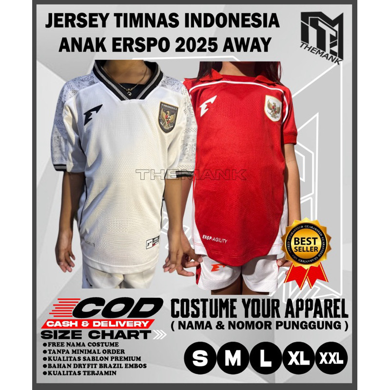 SHAFFSHOP jersey timnas indonesi anak terbaru 2025 replika GO premium
