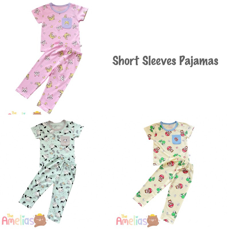 YANCSHOP piyama baju tidur anak unisex laki perempuan super mario pochacho sailor moon premium quali