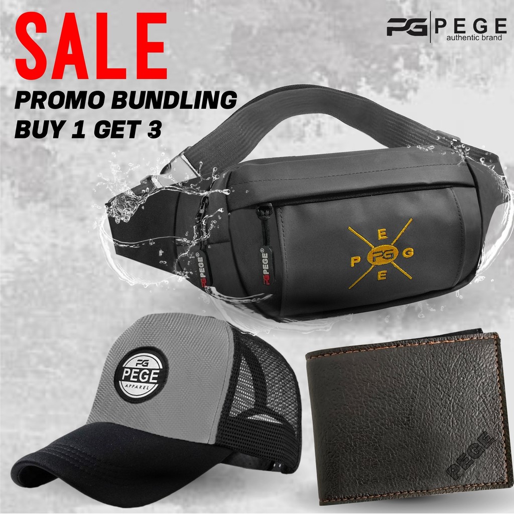 RST Paket Hemat Bundling PEGE Thanos Waistbag Waterproof Dompet Topi Distro Buy 1 Get 3 - PG