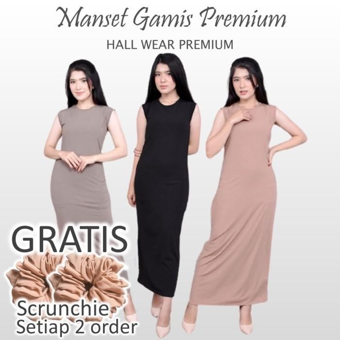 (JUMBO) Daleman Manset Gamis Tanpa Lengan Buntung Bahan Rayon Premium - Putih
