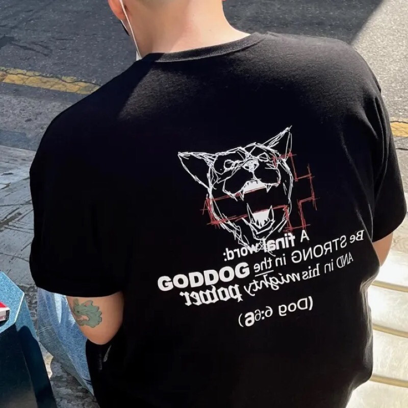 Kaos Goddog Crew Lookism Comic Korea hitam 24s Tebal